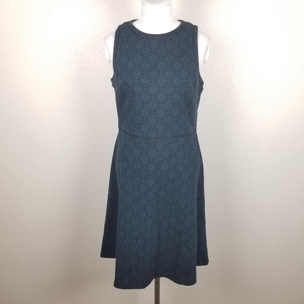 Ann Taylor LOFT Blue Black Brocade Dress 6